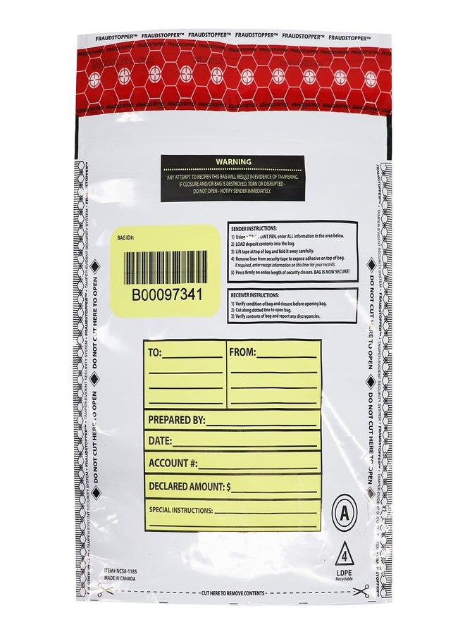 Nadex White Night Drop Tamper Evident Cash and Coin Bank Deposit Bags - 9 x 12, Opaque, 100 Pack - Image 3